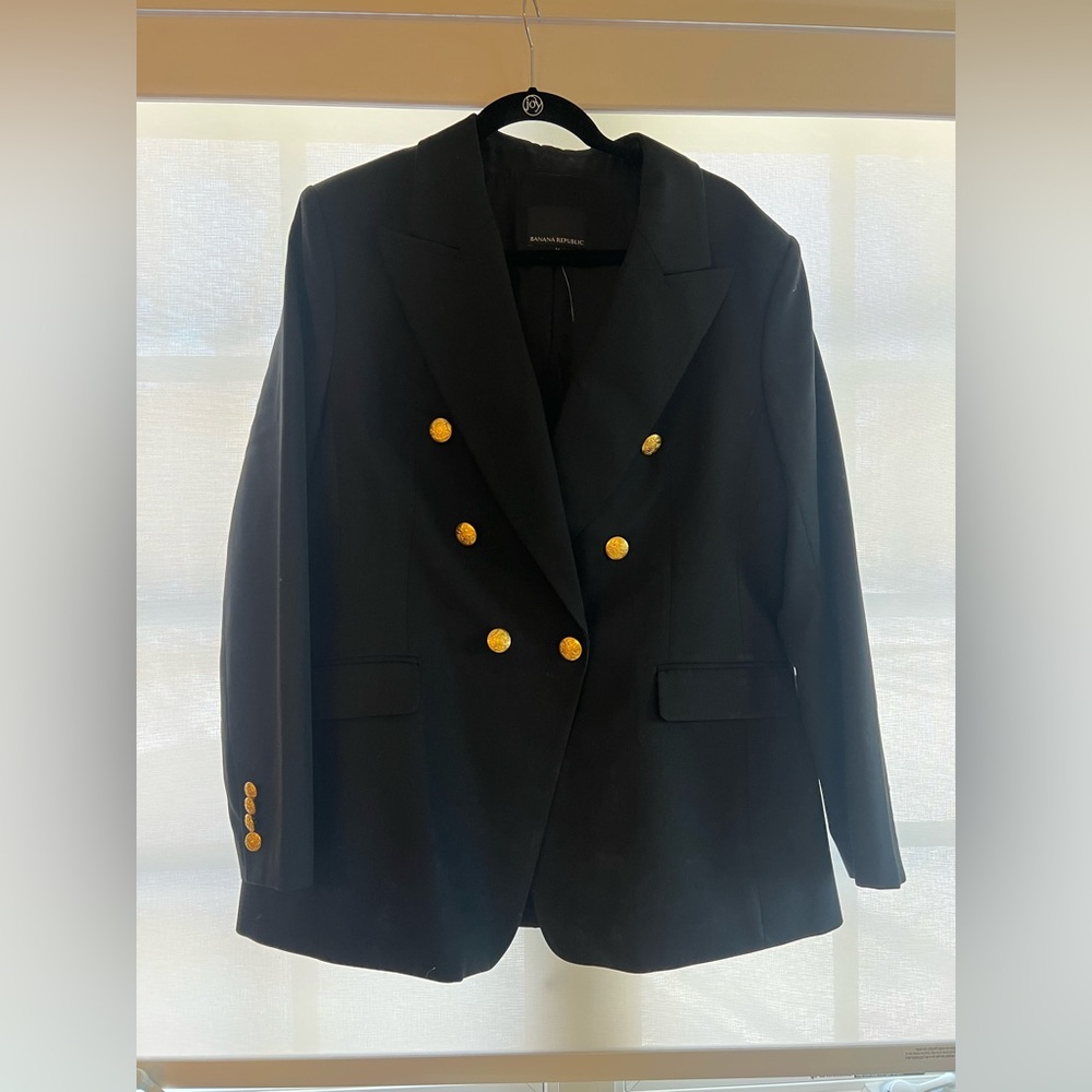 Banana Republic Black Captains Blazer with Gold buttons